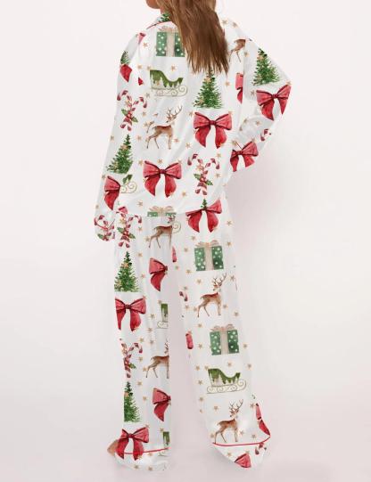 Coquette Christmas Holiday Satin Pajama Set
