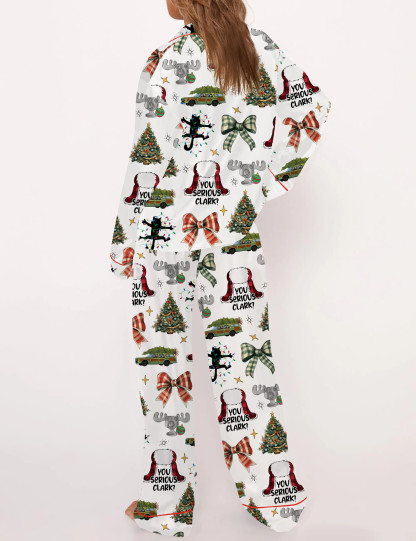 You Serious Clark Christmas Silky Satin Pajama Set For Women