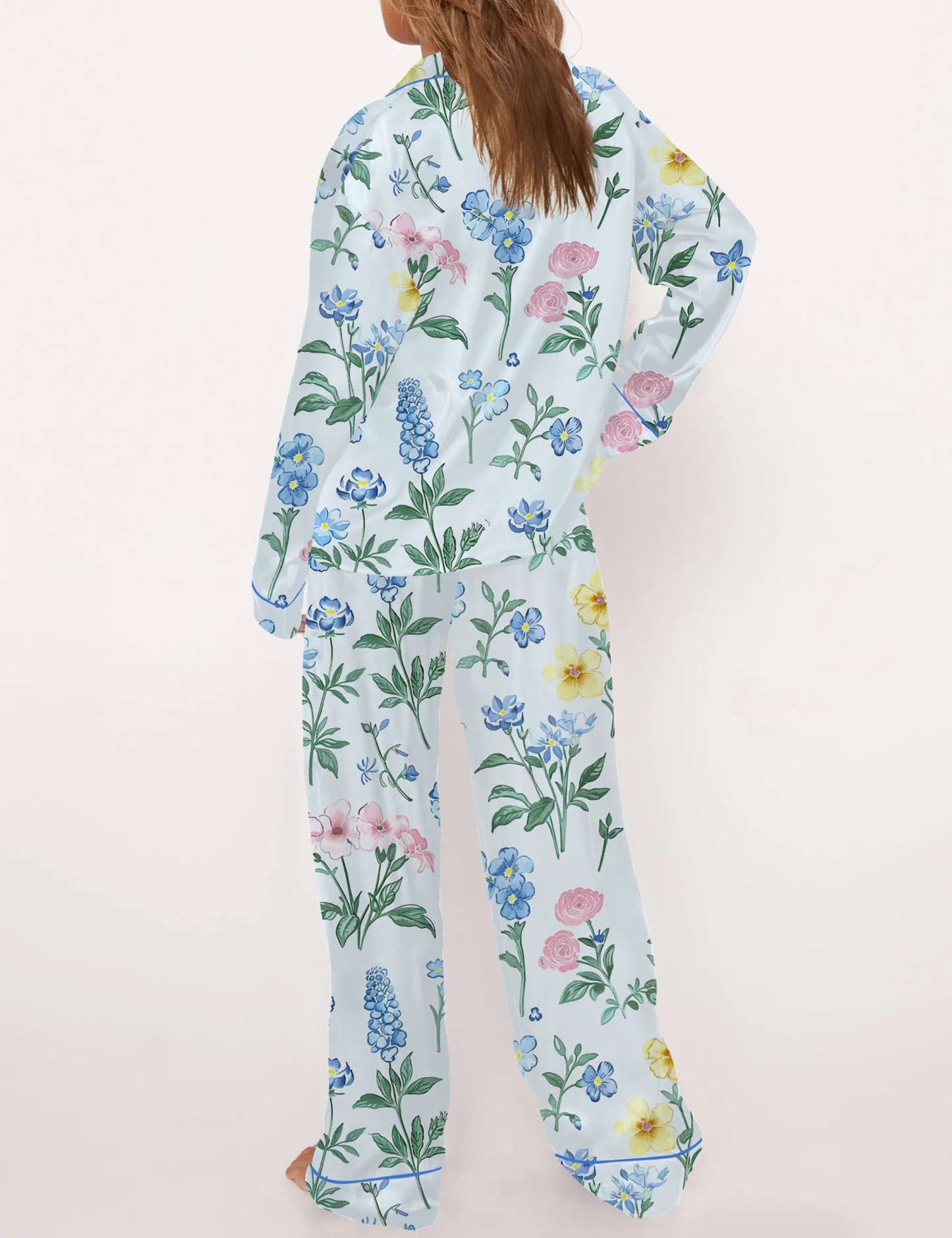 Floral Silky Satin Pajama Set For Women