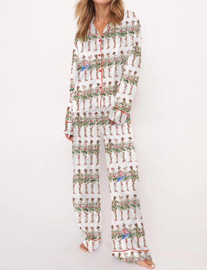 Christmas Radio City Rockette Silky Satin Pajama Set For Women