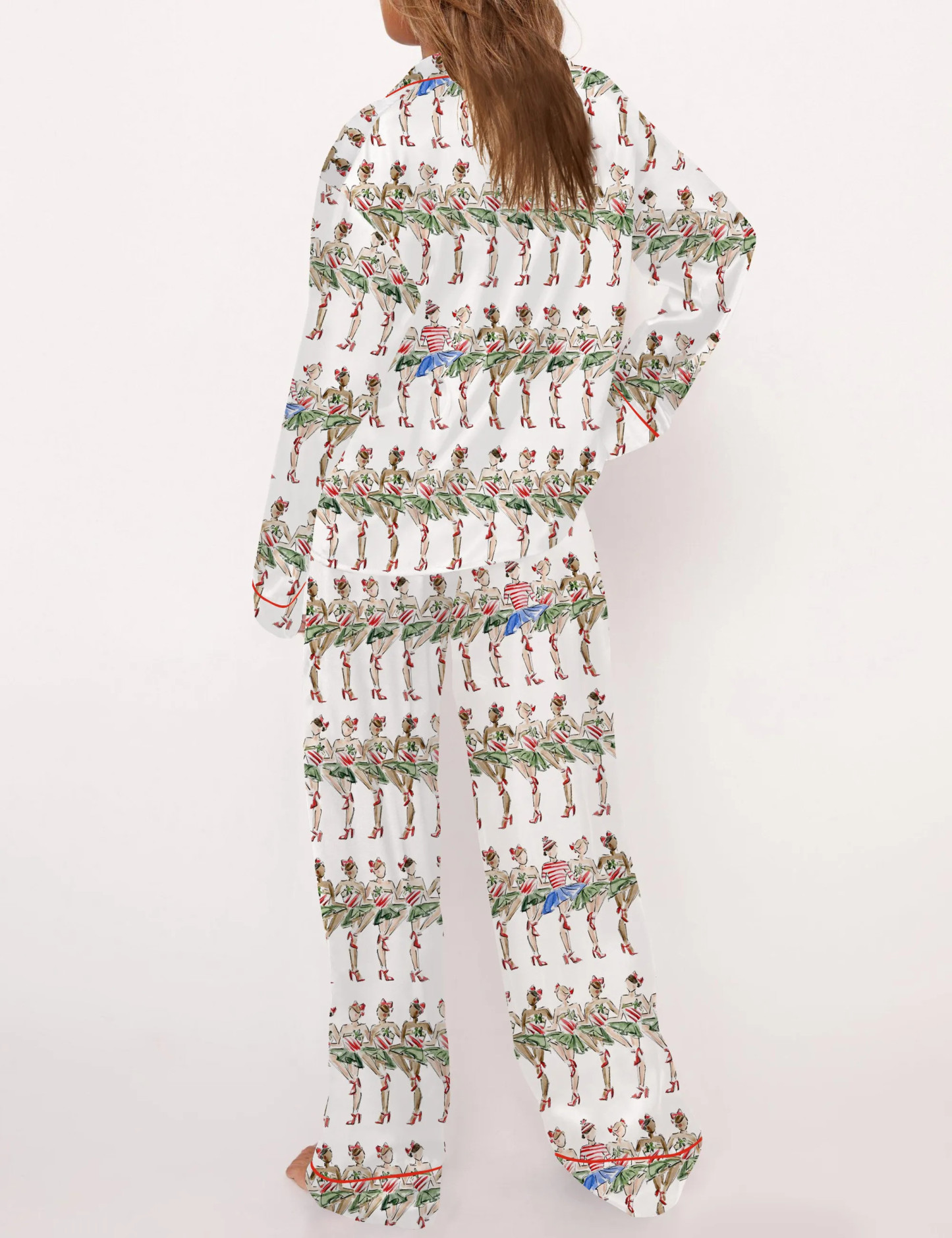 Christmas Radio City Rockette Silky Satin Pajama Set For Women