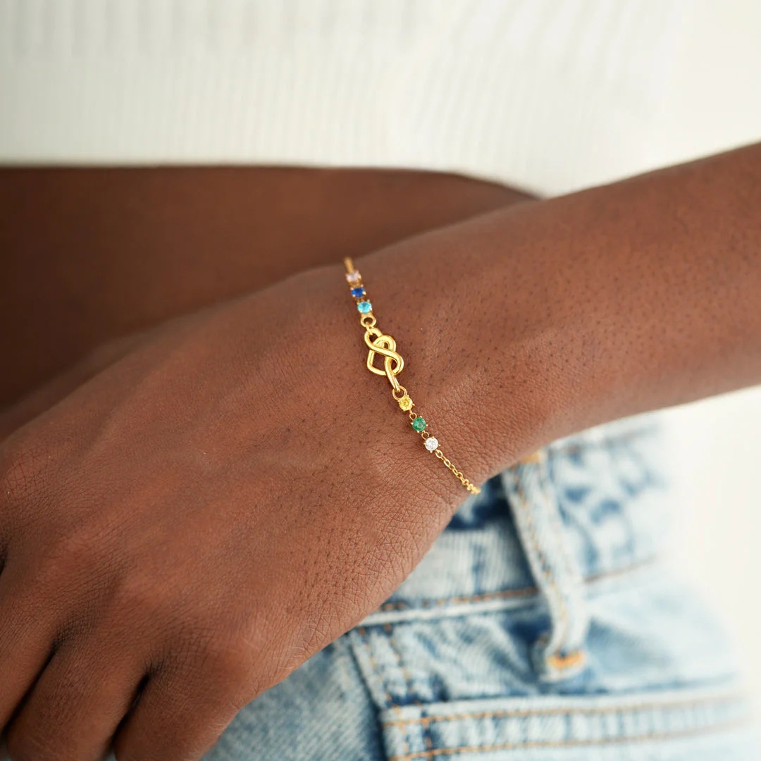 1-8 Heart With Birthstone Bracelet