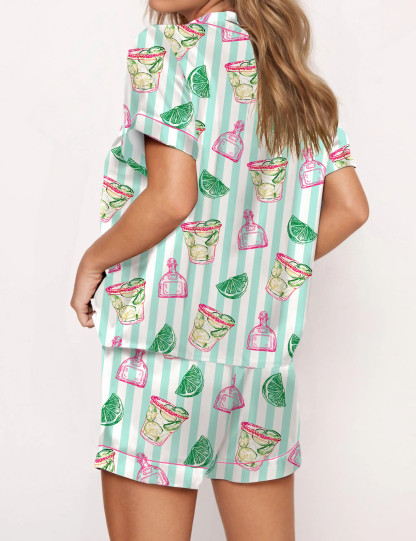 Spicy Margarita Silky Satin Pajama Set For Women