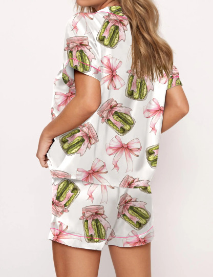 Coquette Pickle Satin Pajama Set For Women