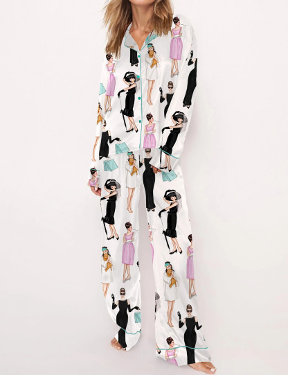 Breakfast At Tiffany's Satin Pajama Set For Women