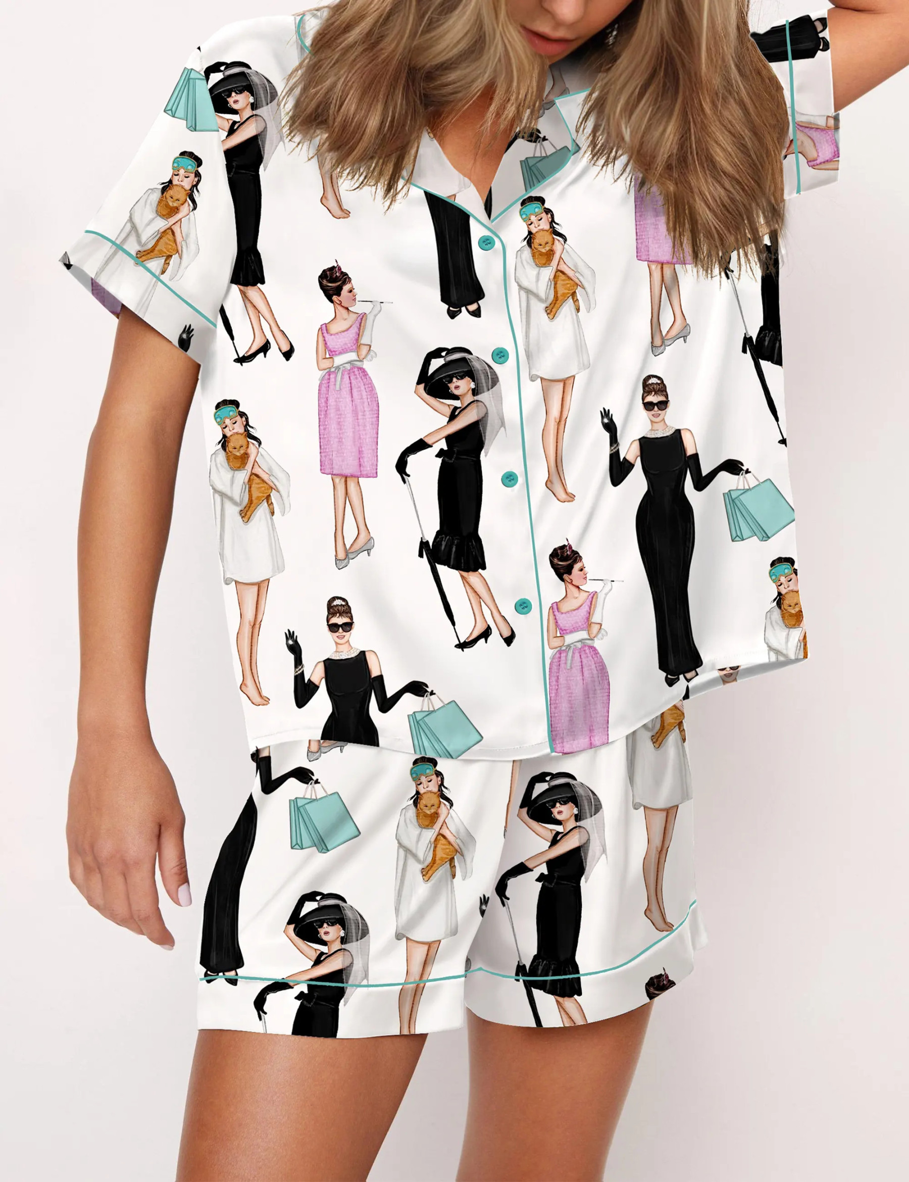 Breakfast At Tiffany's Satin Pajama Set For Women