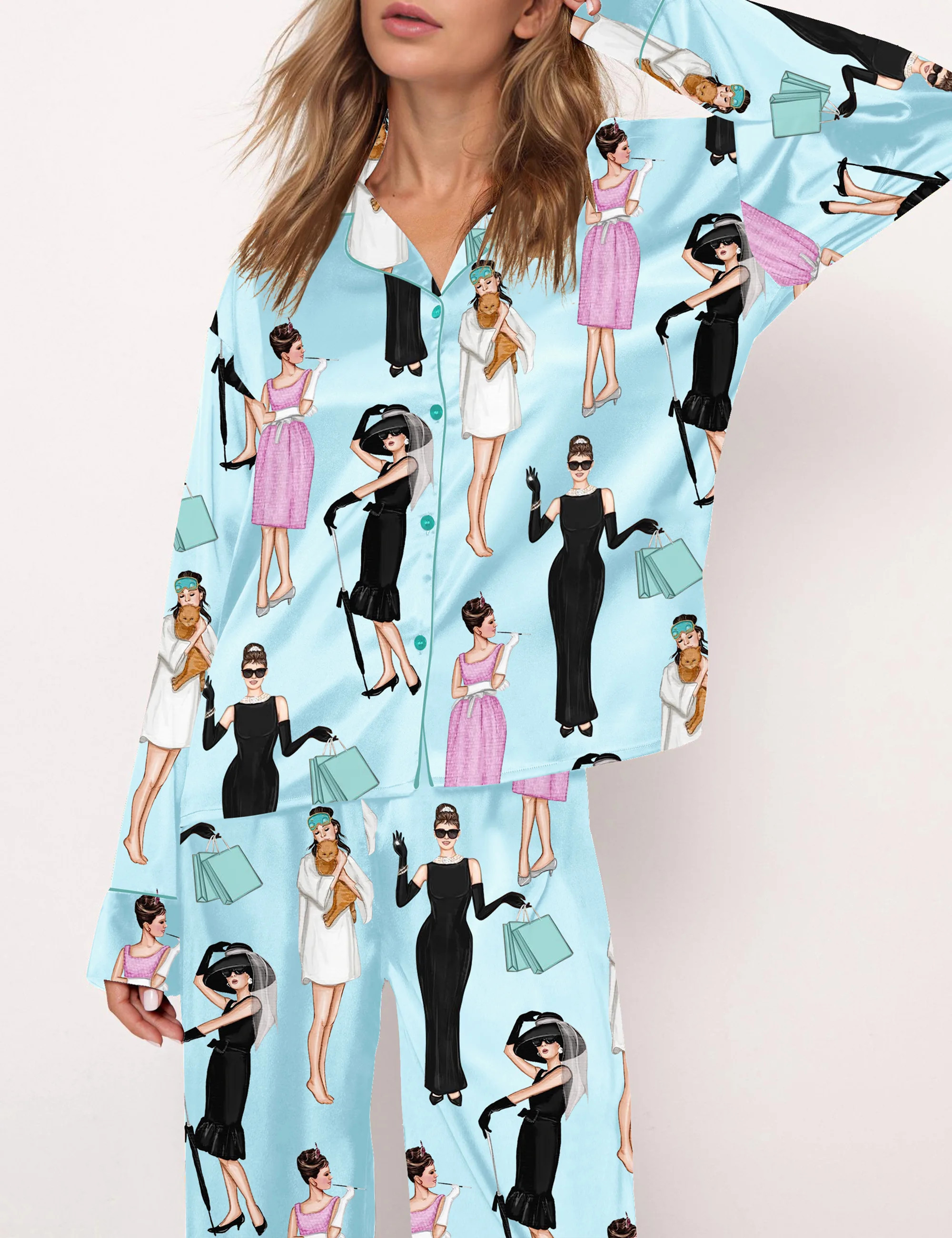 Breakfast At Tiffany's Satin Pajama Set For Women