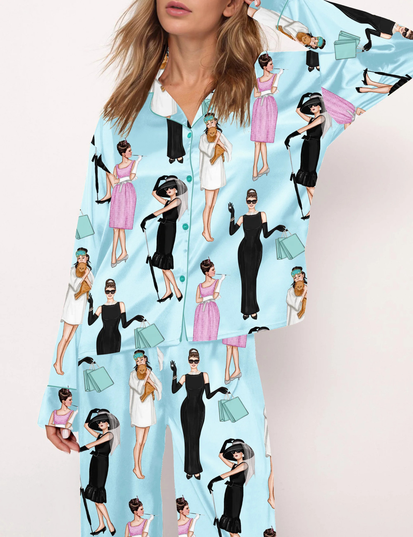 Breakfast At Tiffany's Satin Pajama Set For Women