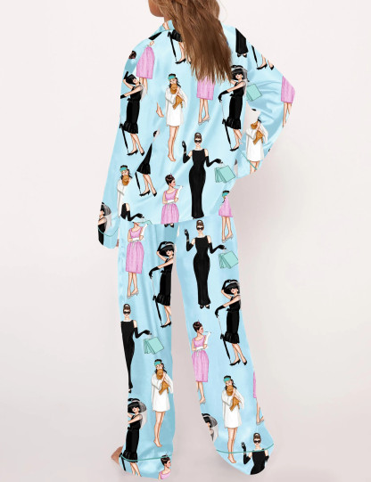 Breakfast At Tiffany's Satin Pajama Set For Women