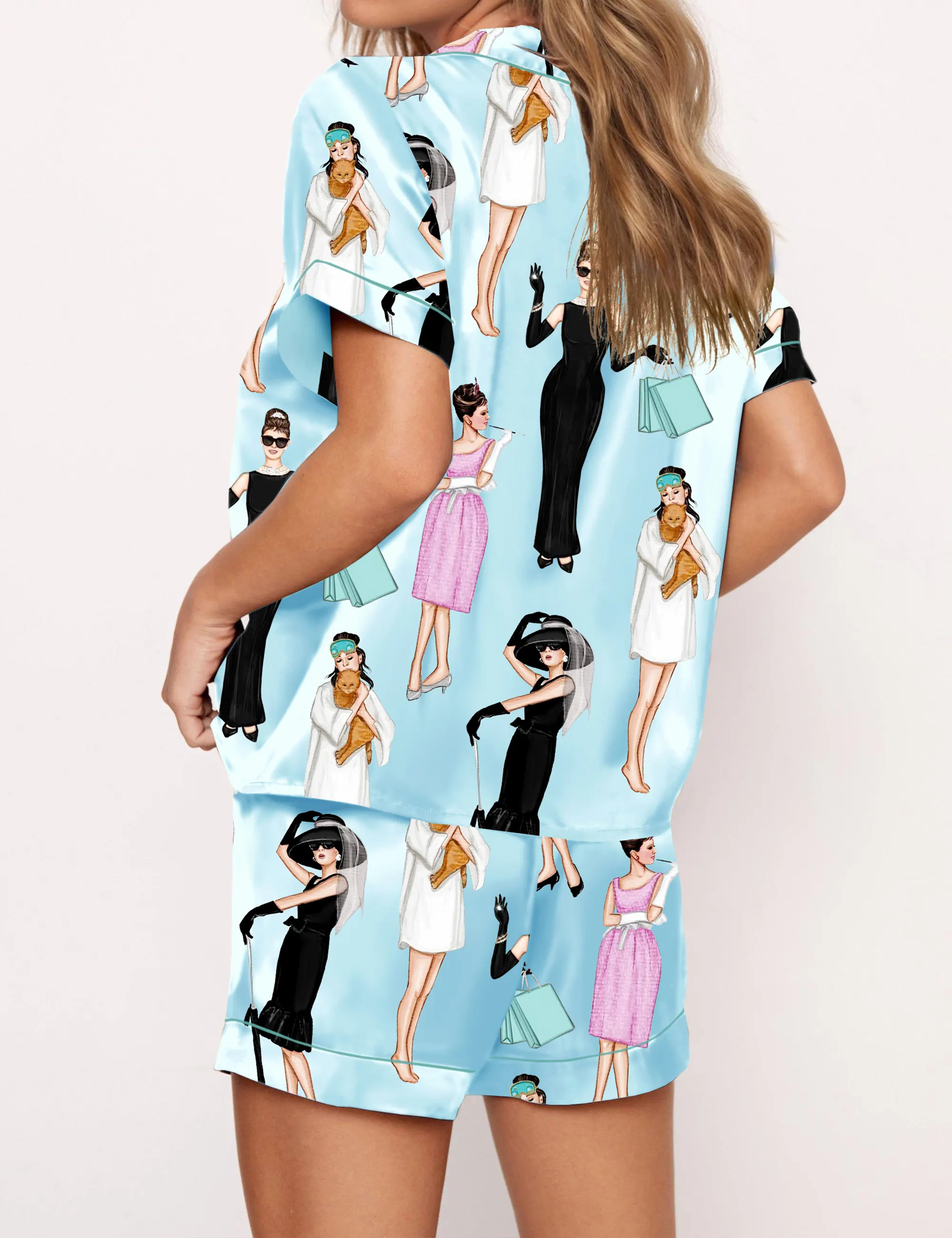 Breakfast At Tiffany's Satin Pajama Set For Women