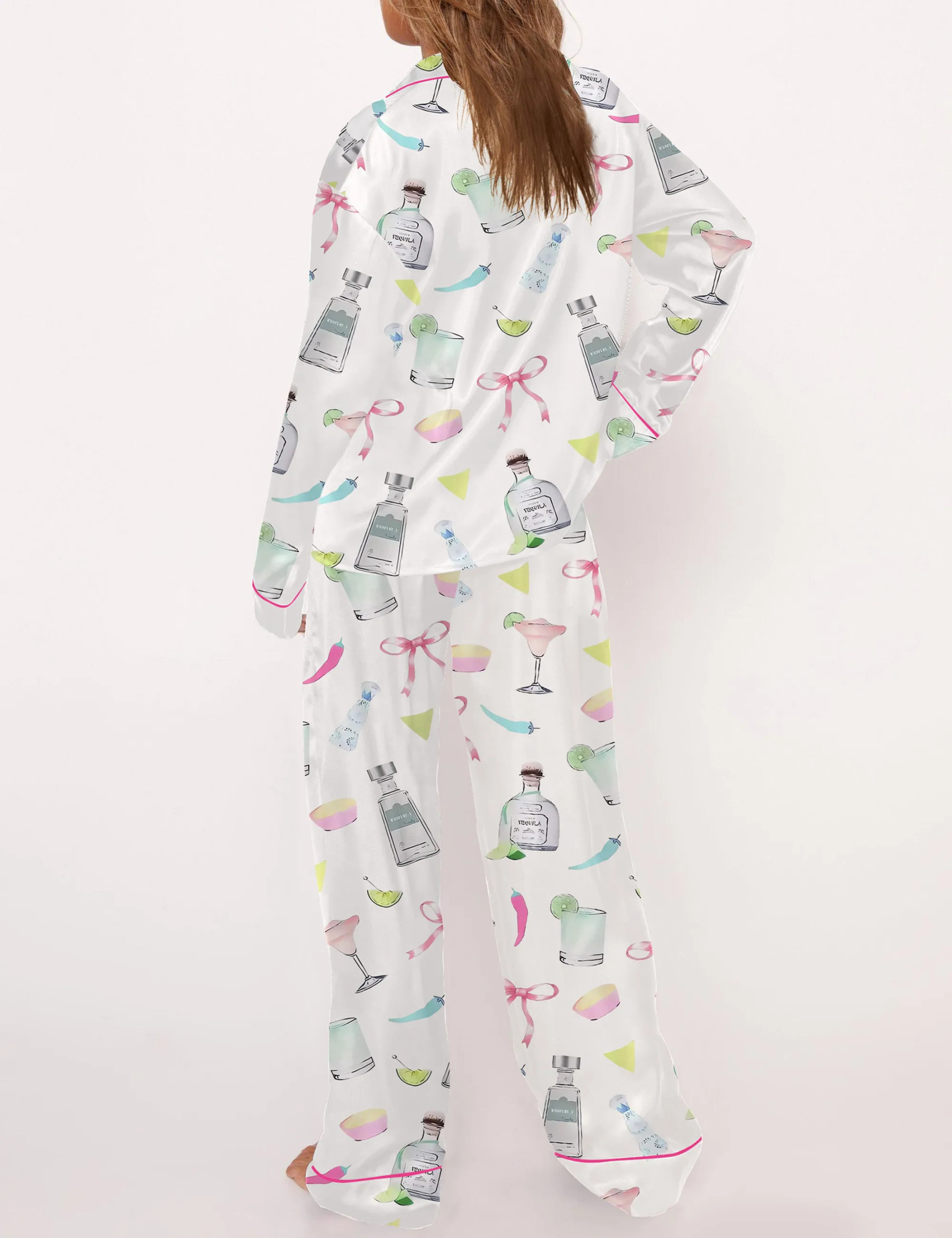 Trendy Tequila Margarita Satin Pajama Set For Women