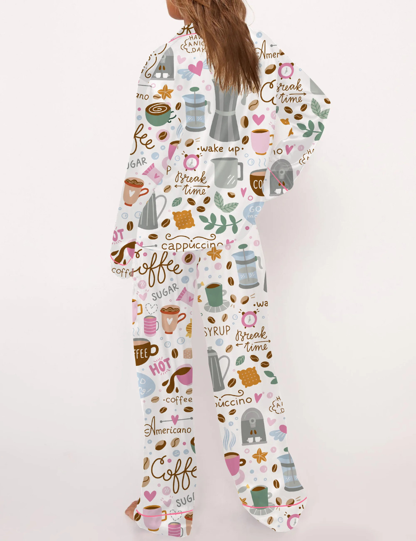 Coffee Silky Satin Pajama Set For Women