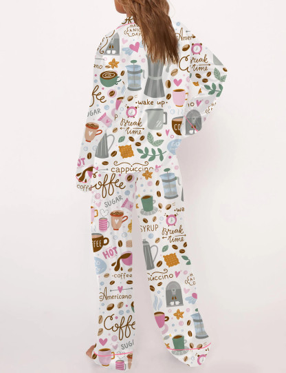 Coffee Silky Satin Pajama Set For Women