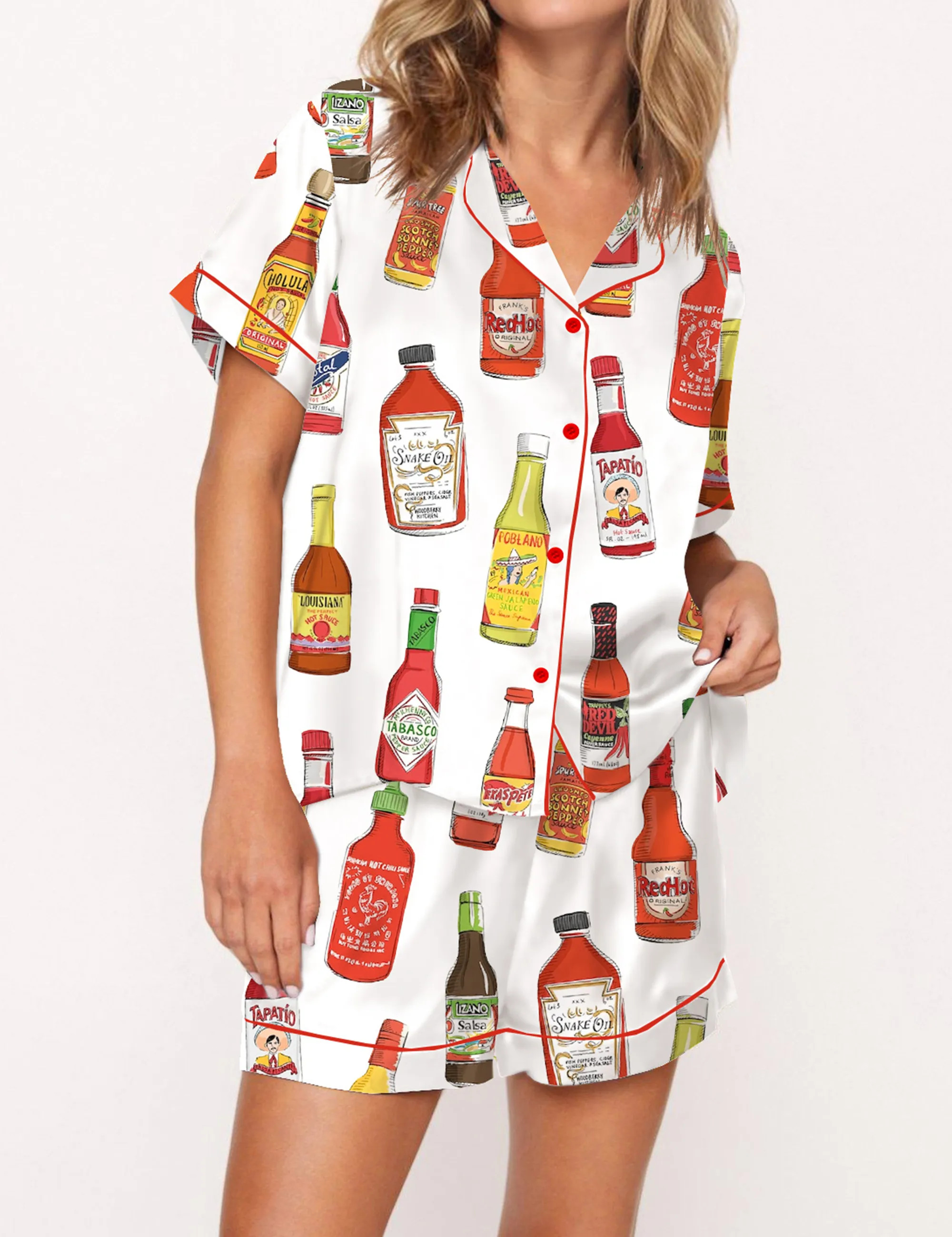 Hot Sauce Silky Satin Pajama Set For Women