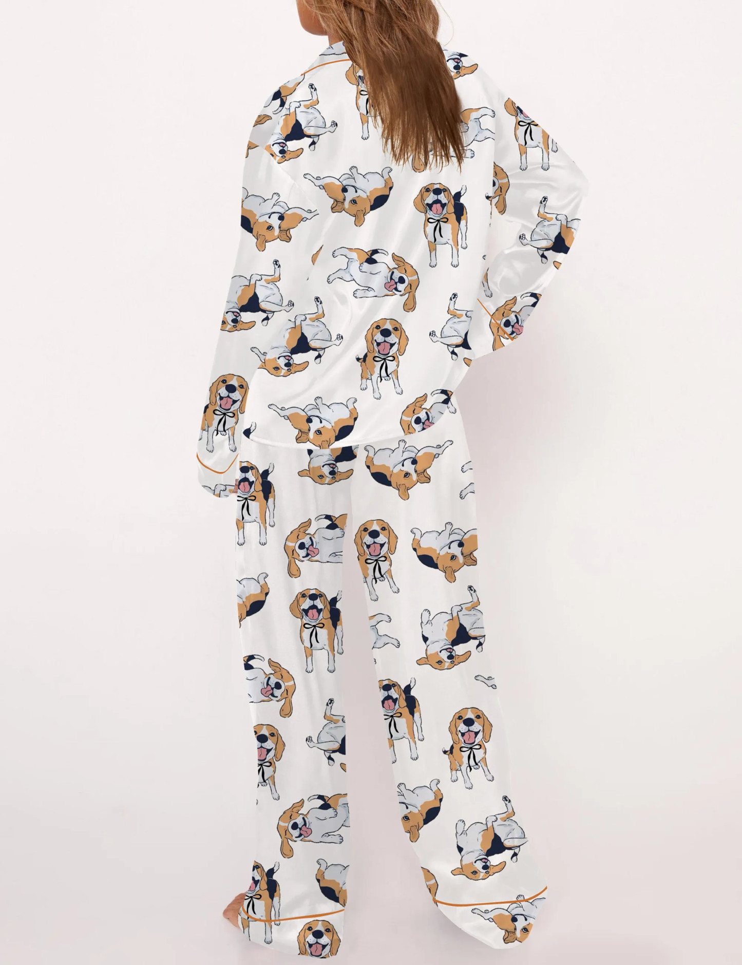 Beagle Silky Satin Pajama Set For Women