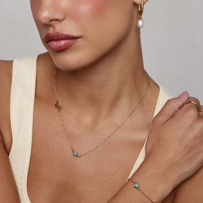 Side-Set Initial Birthstone Necklace