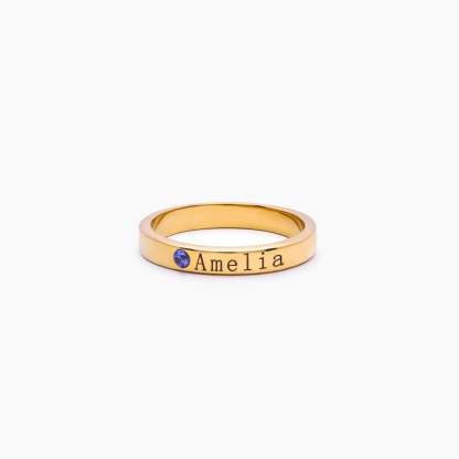 Stackable Birthstone Name Ring