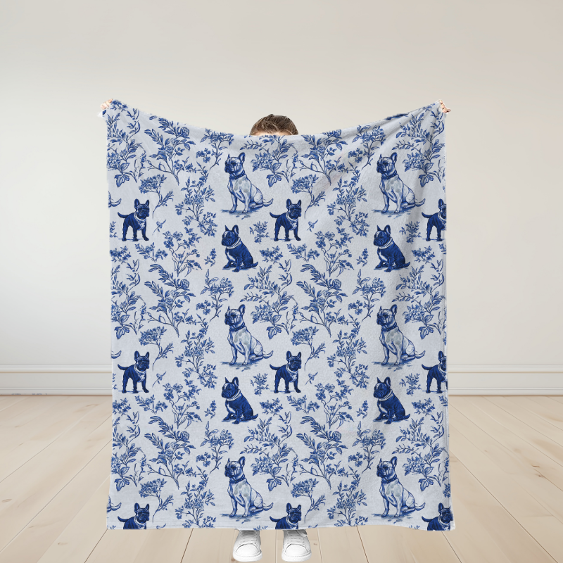 Personalized French Bulldogs Soft Throw Blanket Birthday Gift