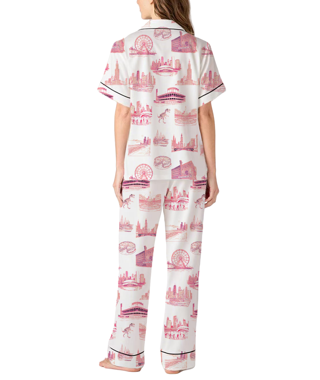 Chicago Toile Silky Satin Pajama Pants Set For Women