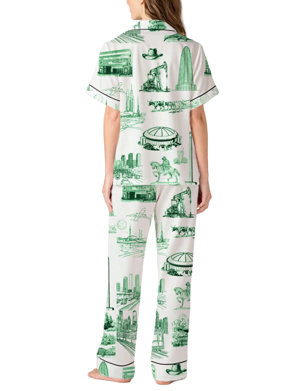 Houston Toile Silky Satin Pajama Pants Set For Women