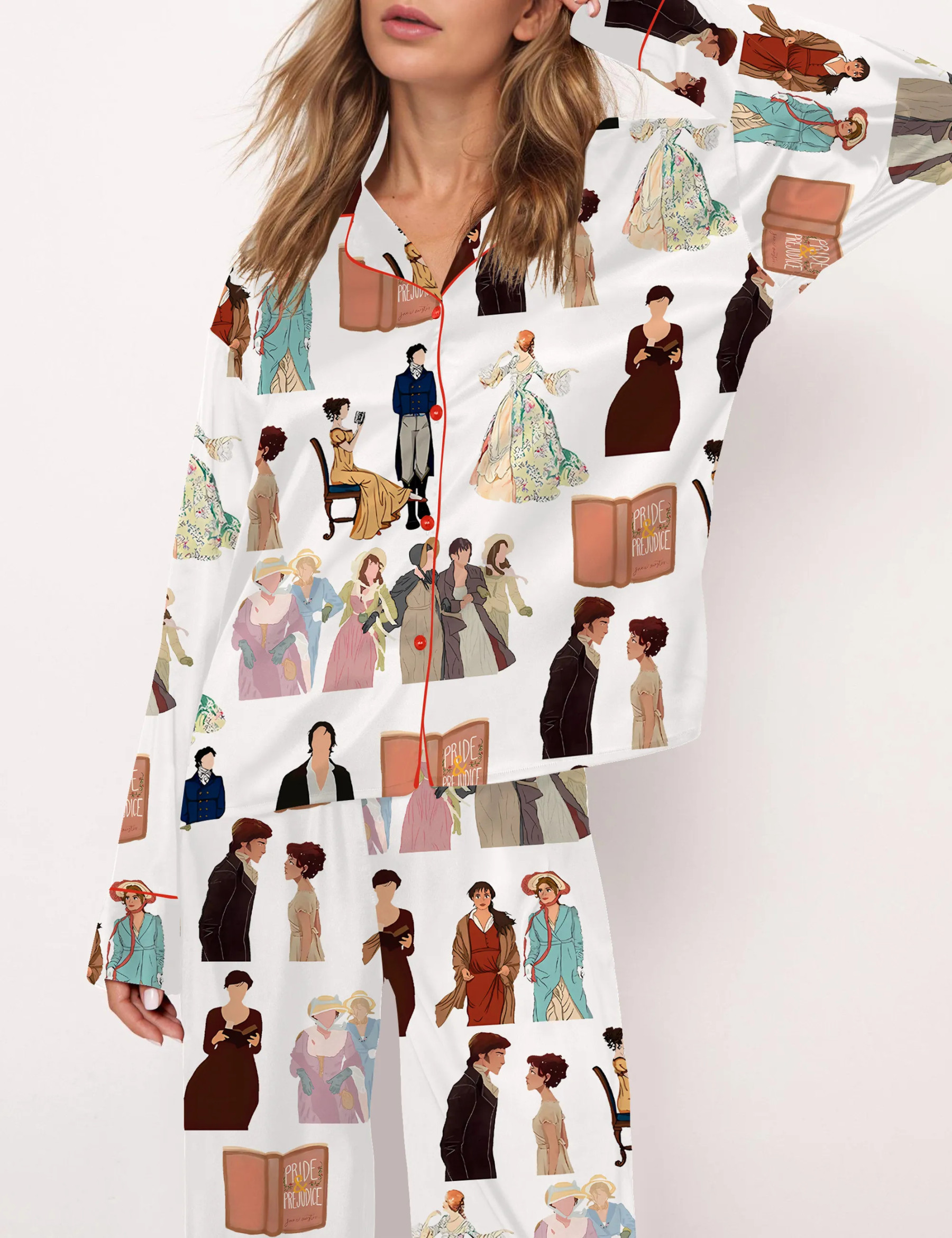 Pride And Prejudice Girls Silky Satin Pajama Set For Women