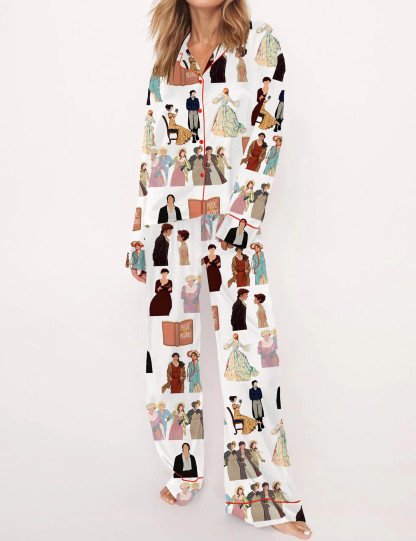 Pride And Prejudice Girls Silky Satin Pajama Set For Women