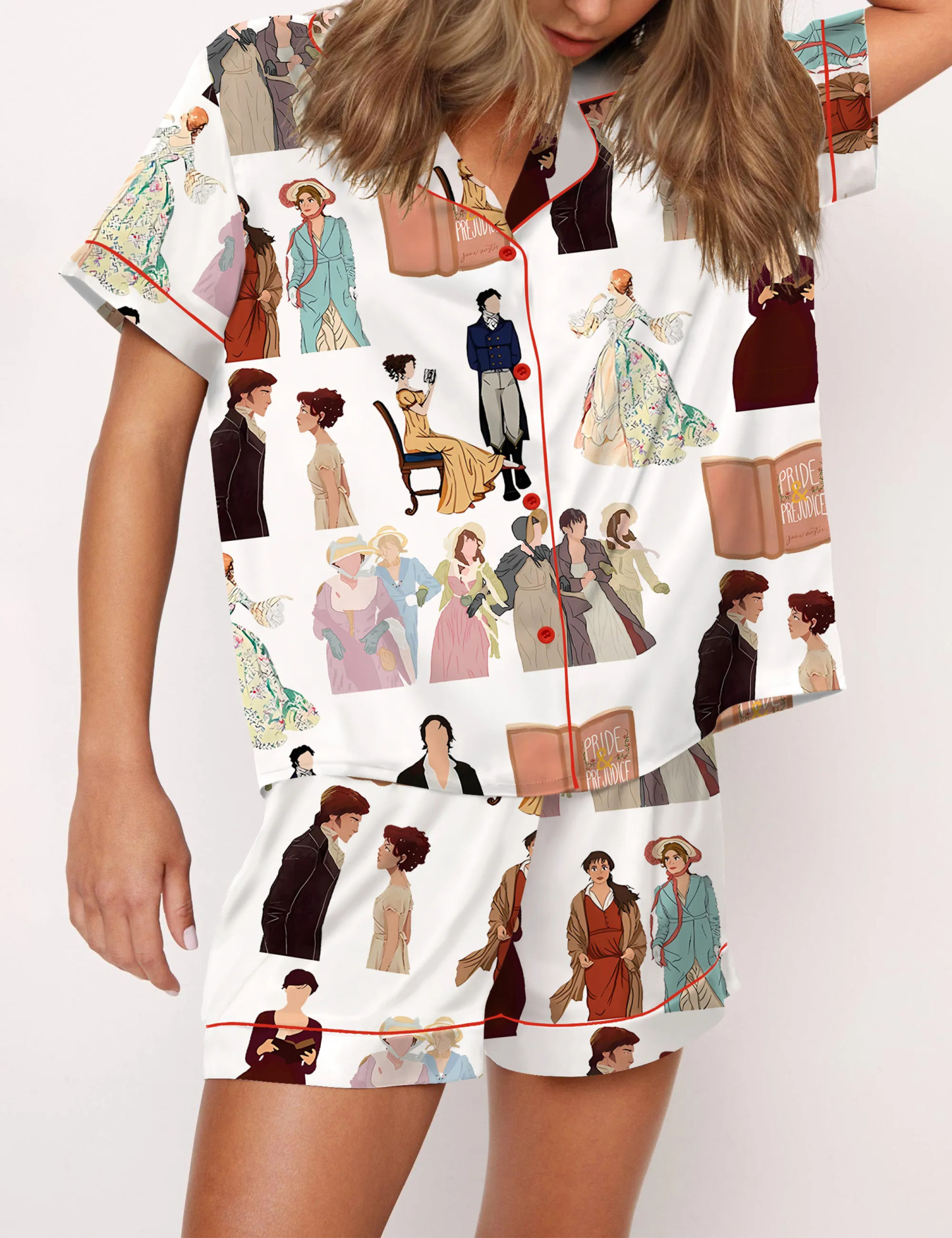 Pride And Prejudice Girls Silky Satin Pajama Set For Women