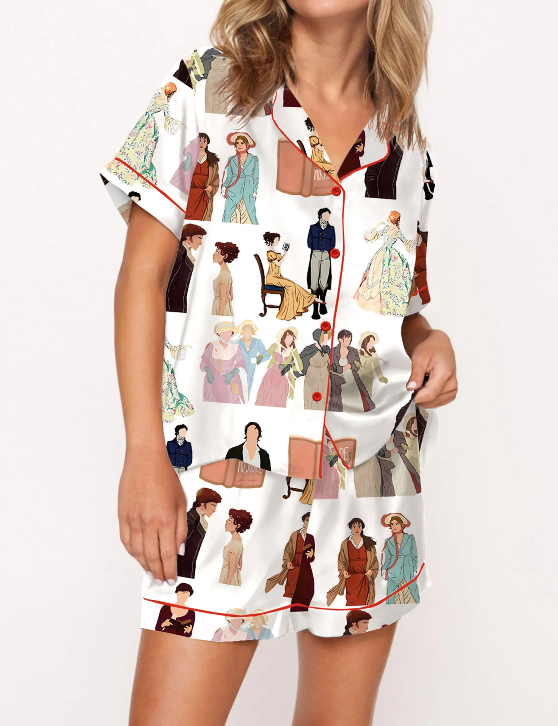 Pride And Prejudice Girls Silky Satin Pajama Set For Women