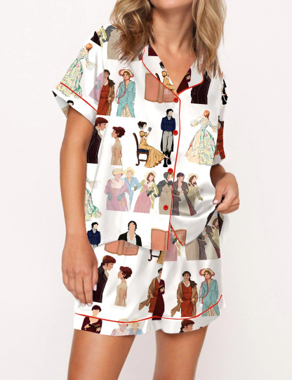 Pride And Prejudice Girls Silky Satin Pajama Set For Women