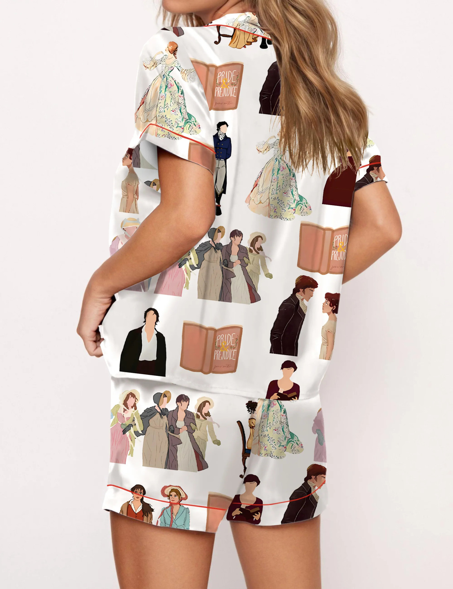 Pride And Prejudice Girls Silky Satin Pajama Set For Women