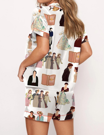 Pride And Prejudice Girls Silky Satin Pajama Set For Women