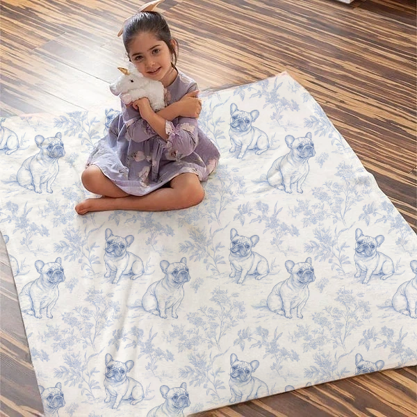 Personalized French Bulldogs Soft Throw Blanket Birthday Gift