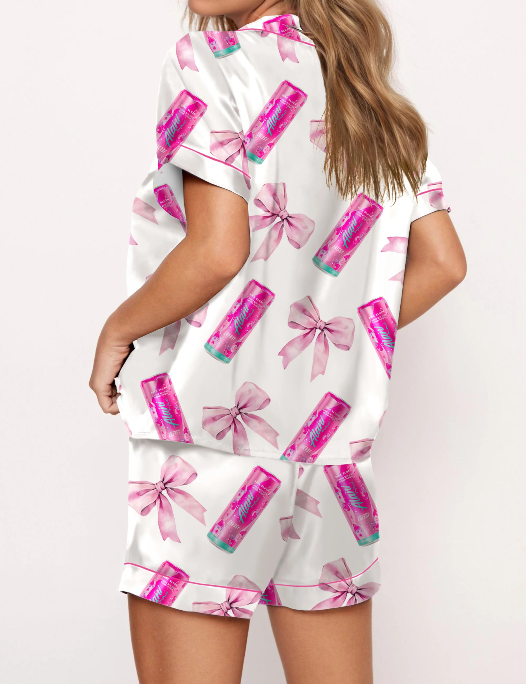 Coquette Energy Drinks Satin Pajama Set For Women