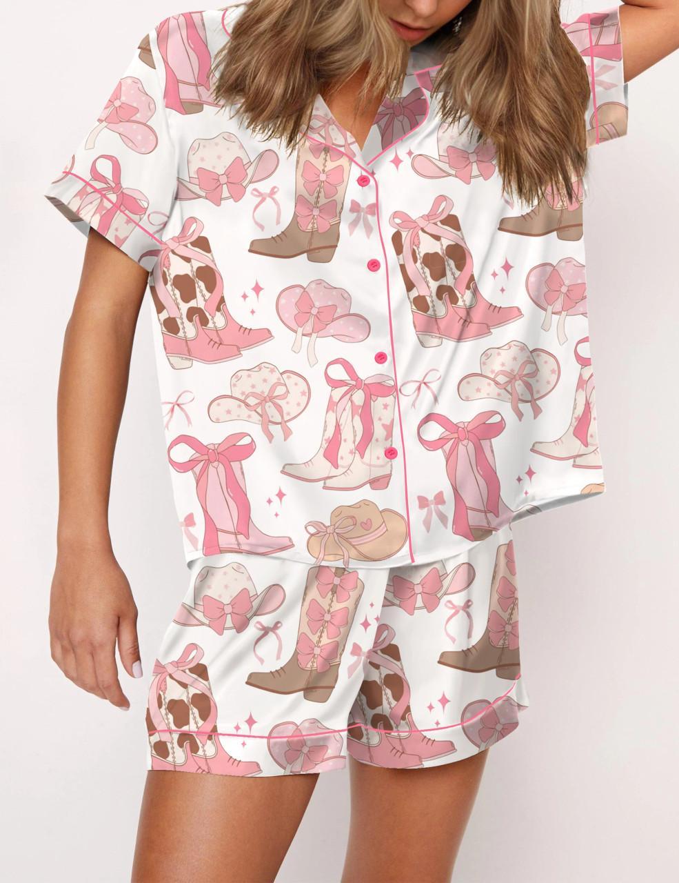 Cowgirl Coquette Satin Pajama Set For Women