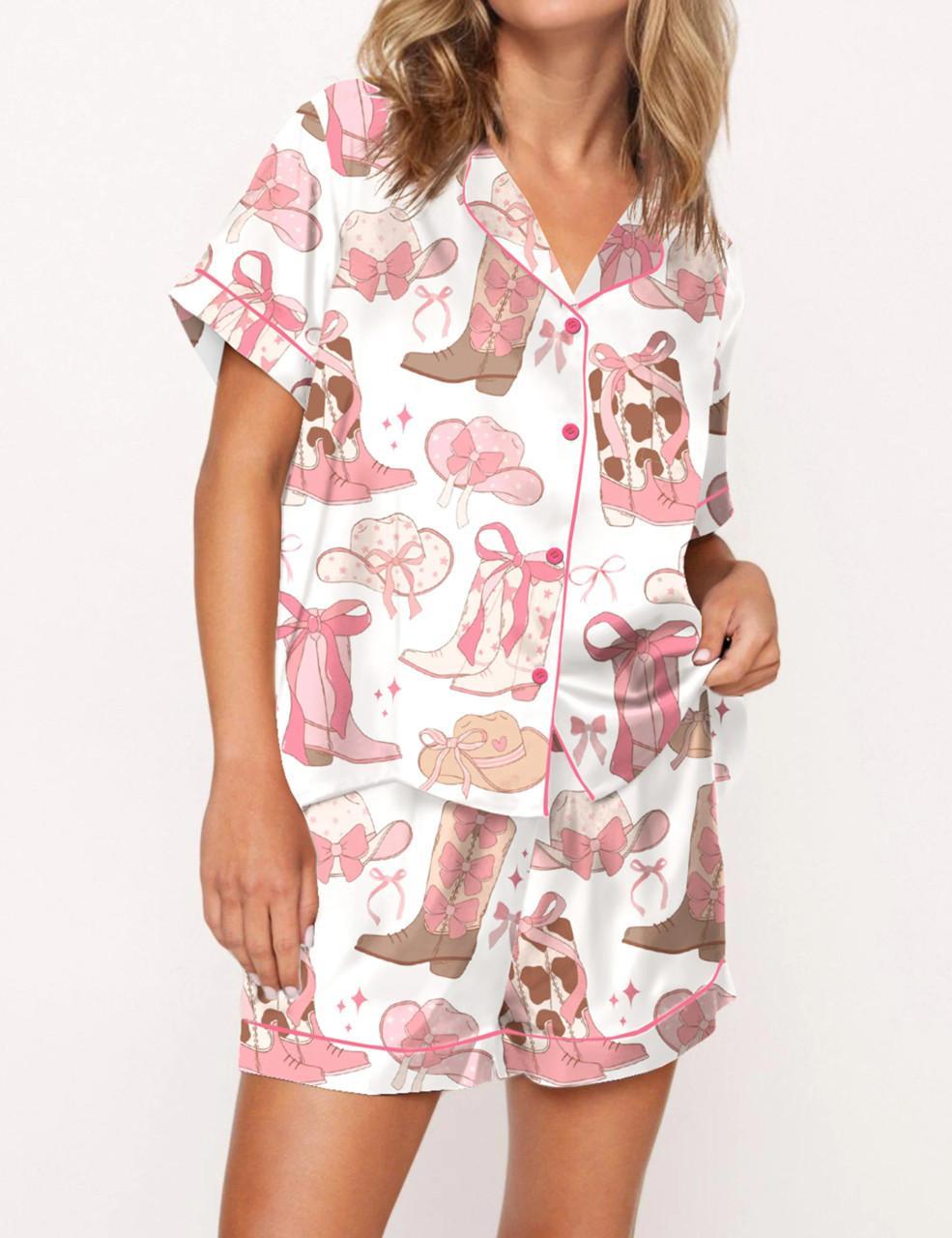 Cowgirl Coquette Satin Pajama Set For Women