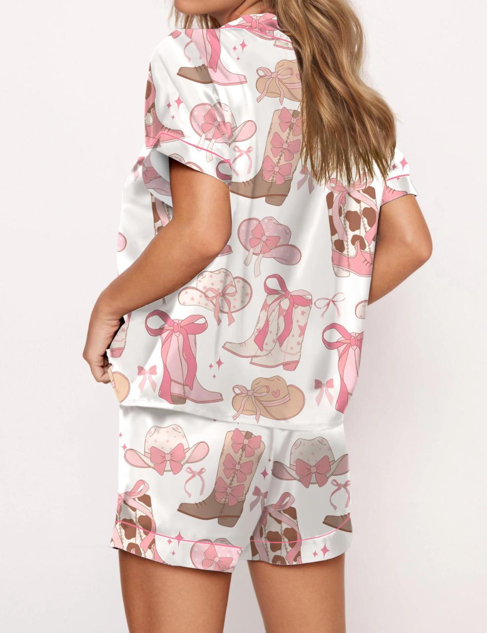 Cowgirl Coquette Satin Pajama Set For Women