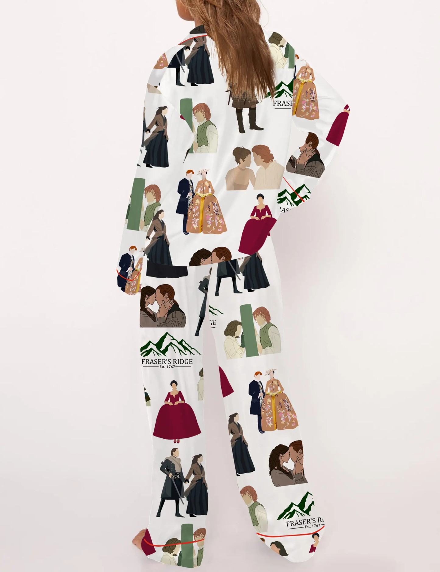 Fraser With Sassenach TV Series Silky Satin Pajama Set For Women