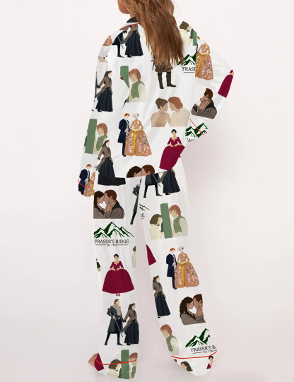 Fraser With Sassenach TV Series Silky Satin Pajama Set For Women