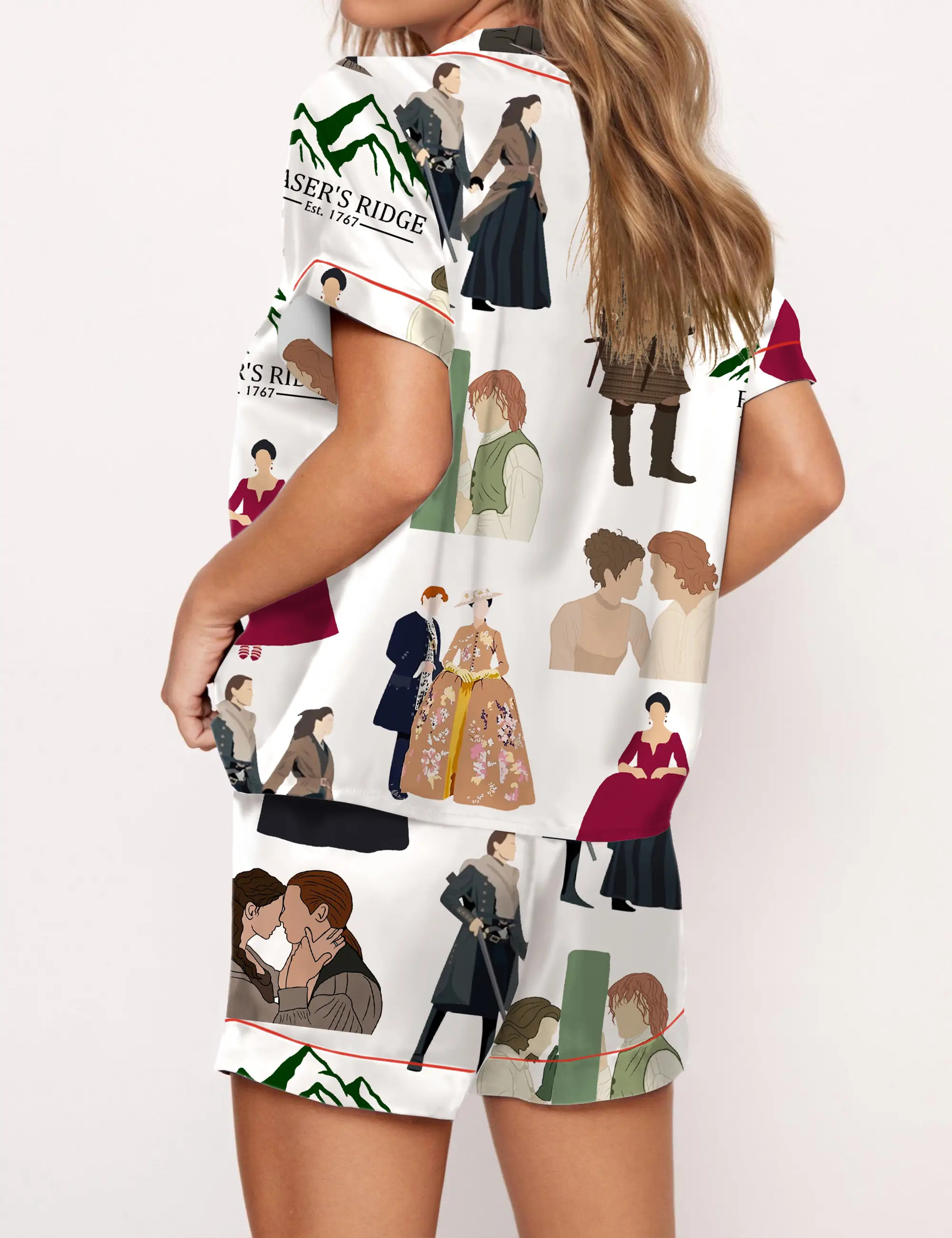 Fraser With Sassenach TV Series Silky Satin Pajama Set For Women