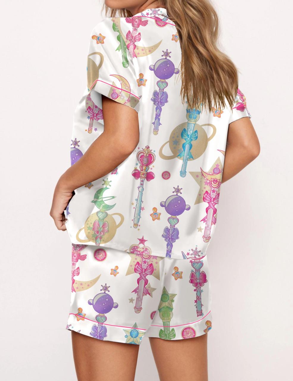 Moon Princess Sailor Guardians Wand Satin Pajama Set For Women