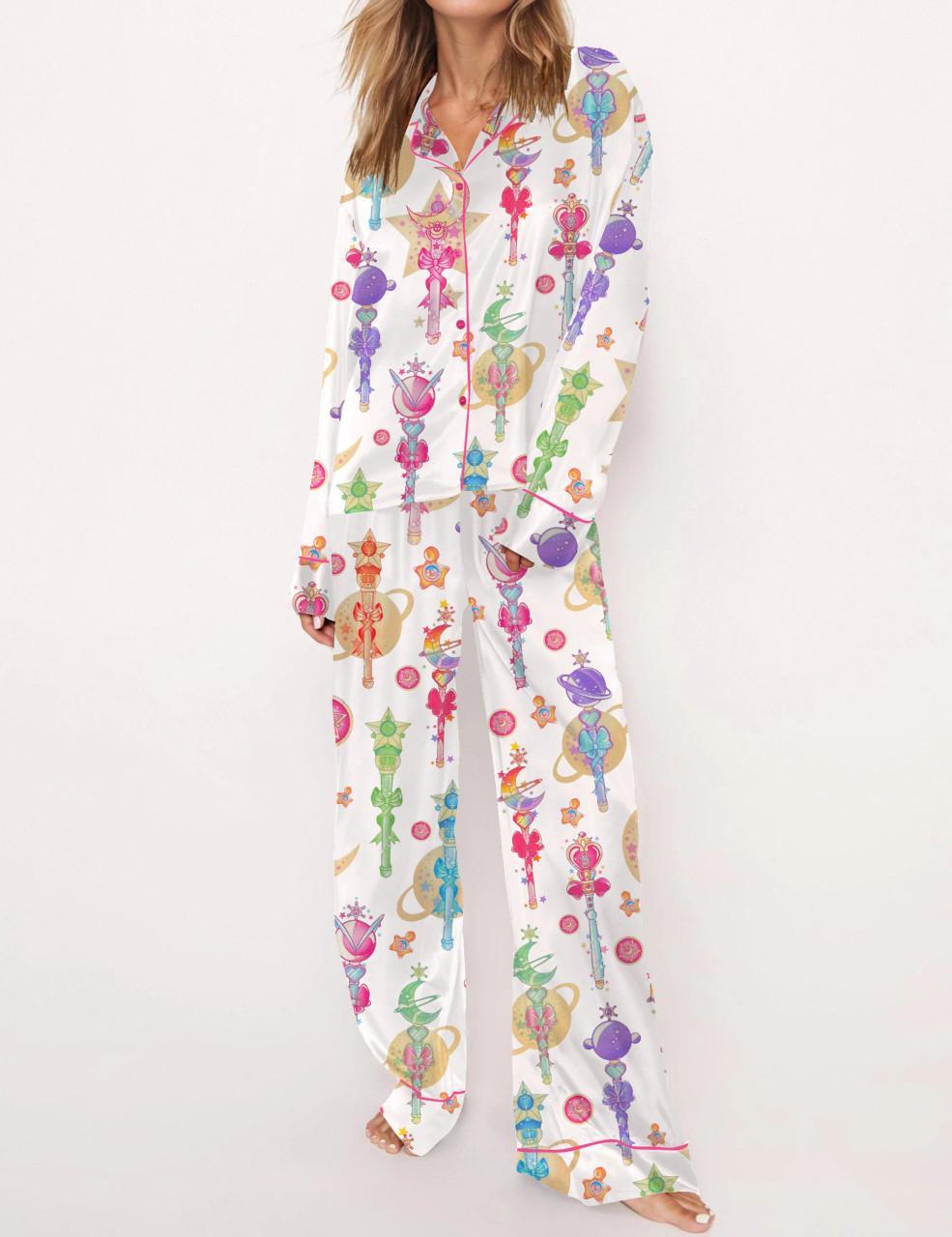 Moon Princess Sailor Guardians Wand Satin Pajama Set For Women
