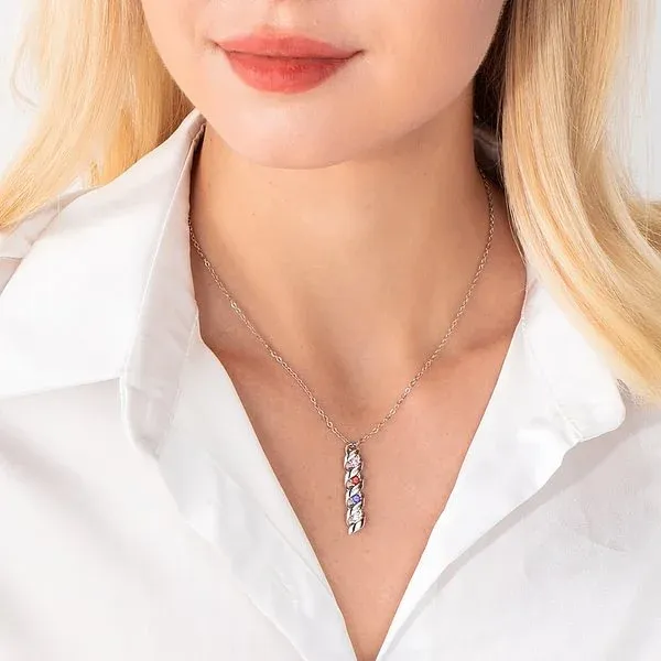 Personalized Family Birthstone Necklace Minimalist Style Name Birthstone Sterling Brass Sterling Silver Necklace Jewelry Gift for Mom Women