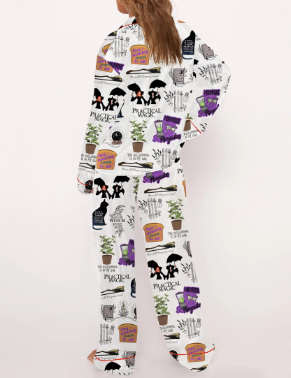 Practical Magic Witches Silky Satin Pajama Set For Women