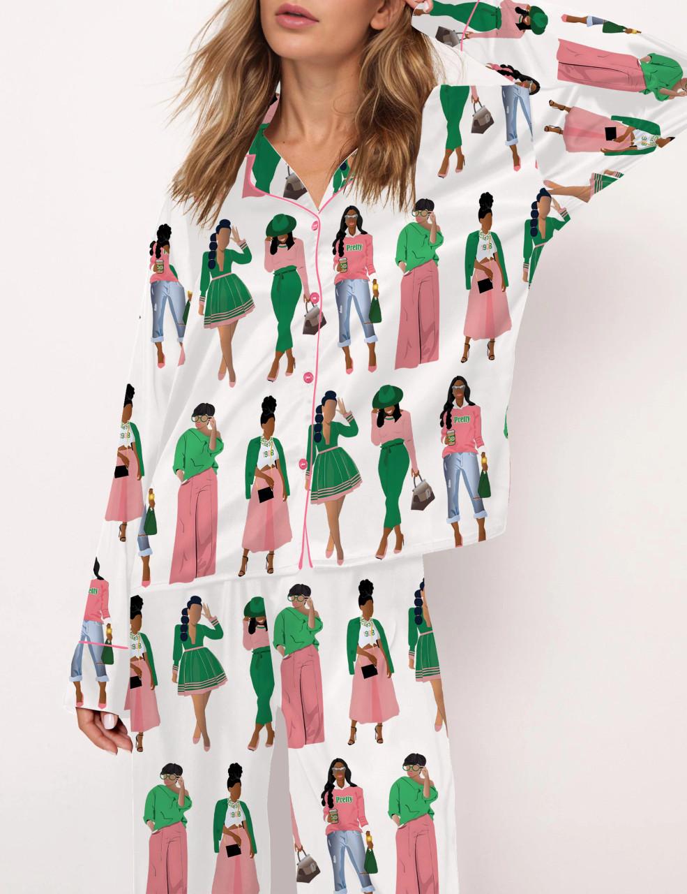 AKA Sisterhood Satin Pajama Set For Women