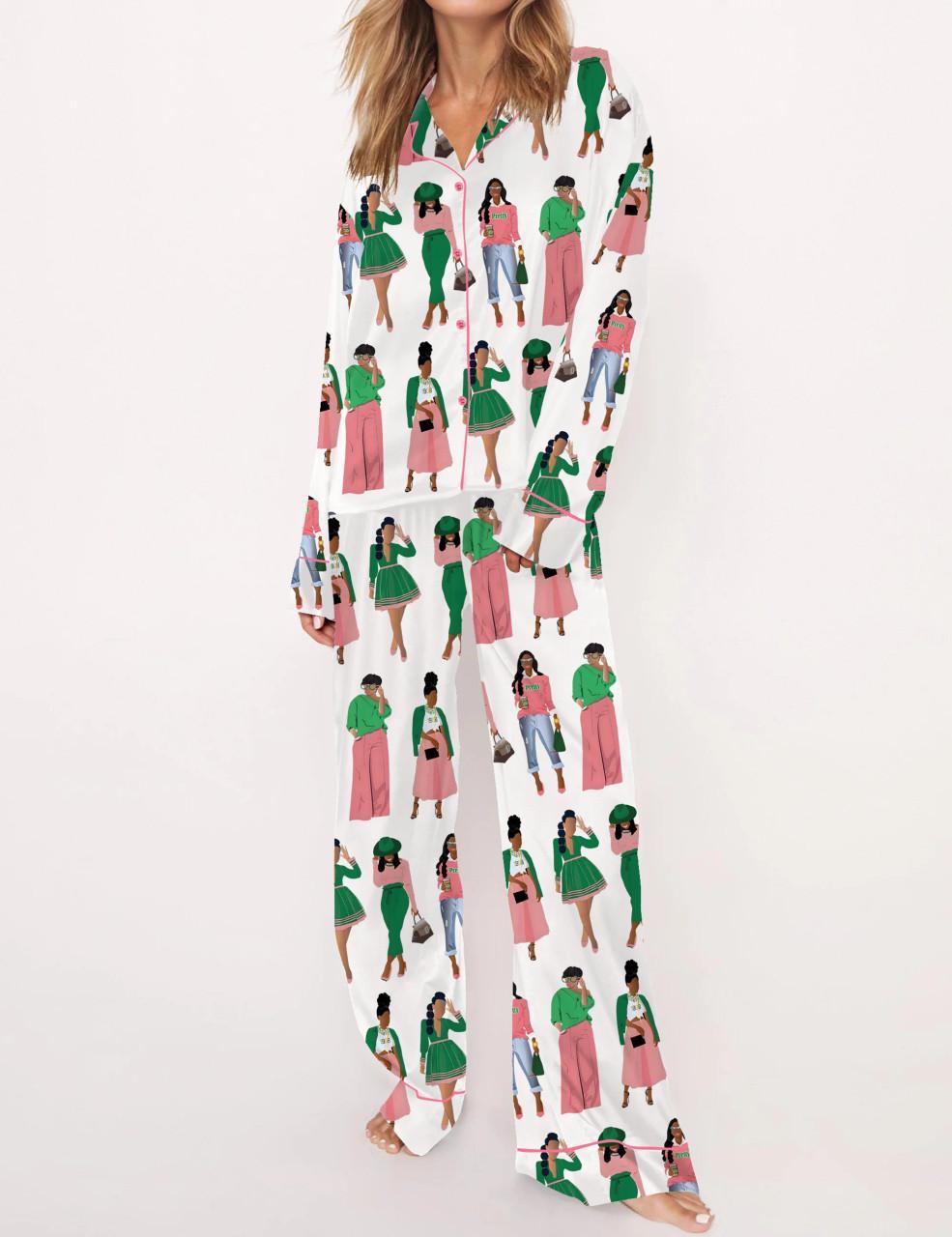 AKA Sisterhood Satin Pajama Set For Women