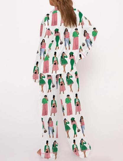 AKA Sisterhood Satin Pajama Set For Women