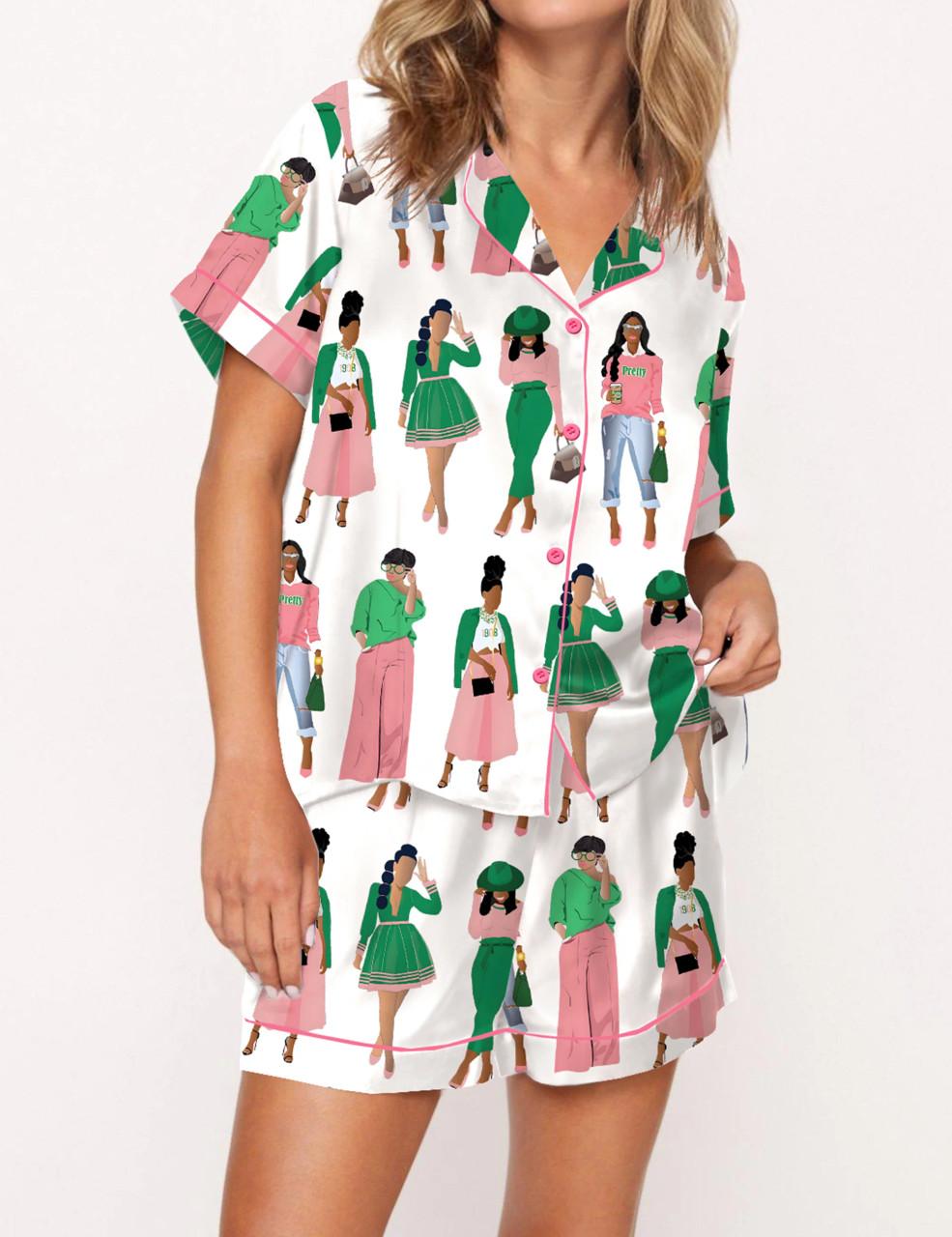 AKA Sisterhood Satin Pajama Set For Women