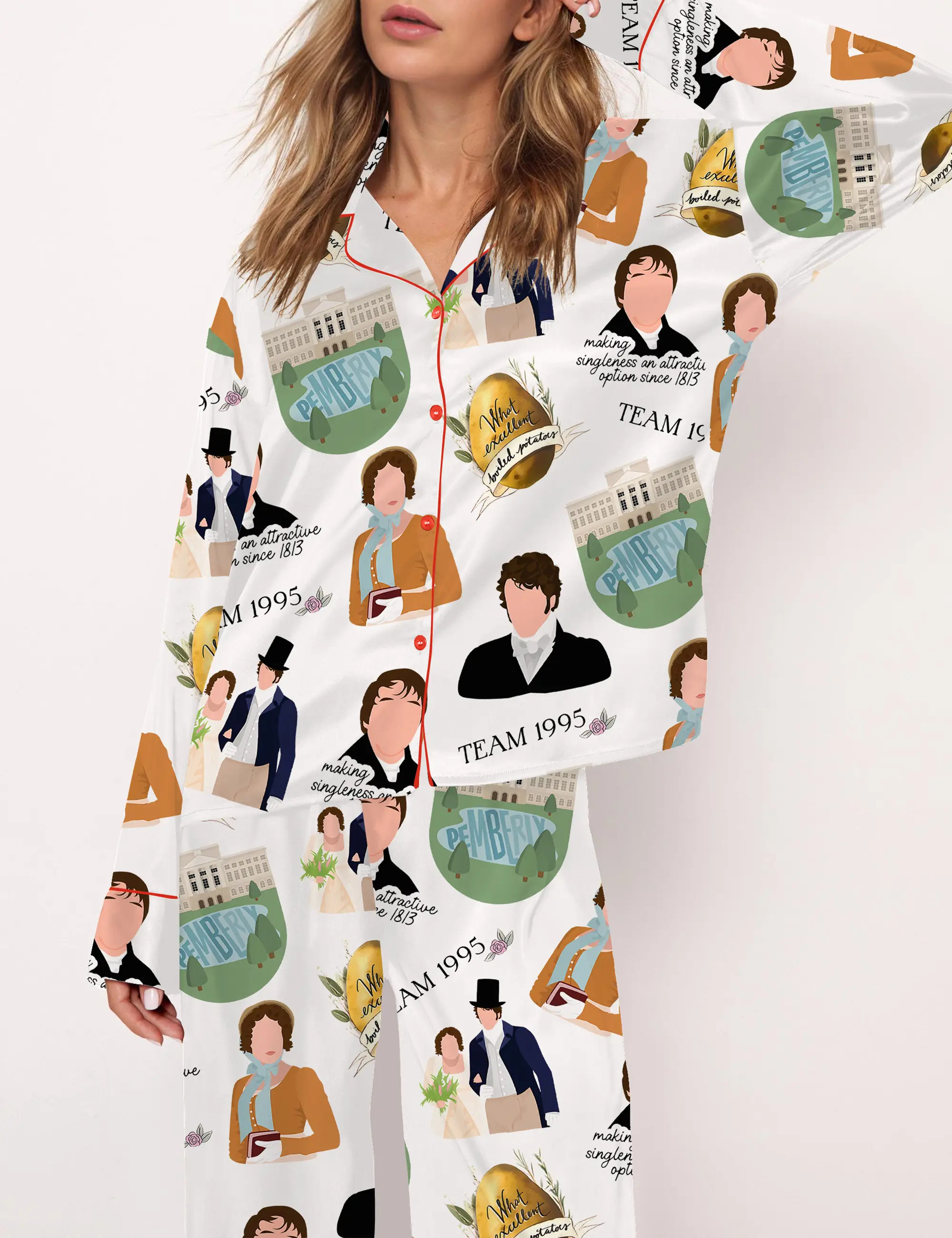 1995 Pride And Prejudice Silky Satin Pajama Set For Women