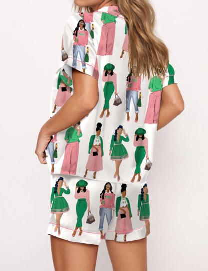 AKA Sisterhood Satin Pajama Set For Women