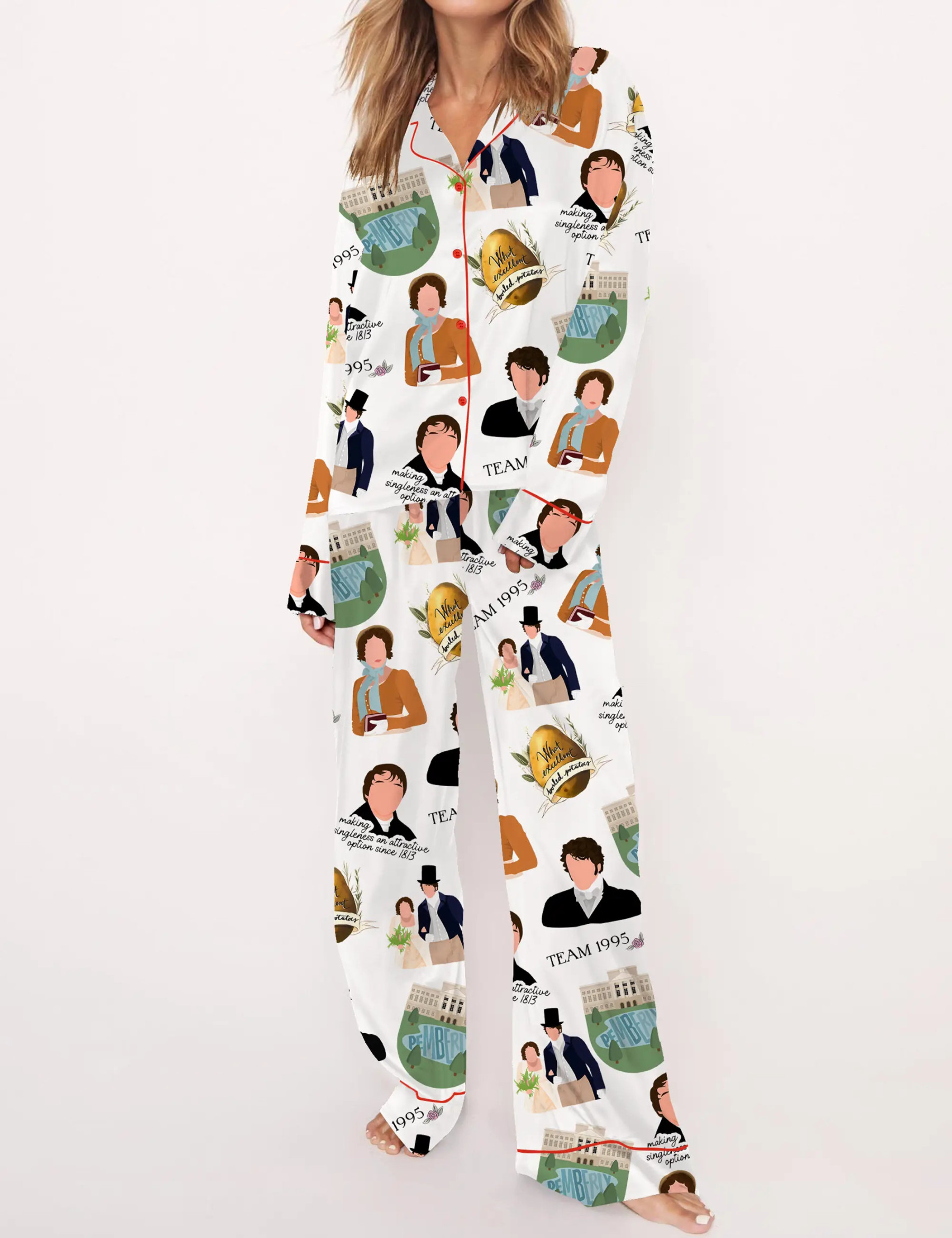 1995 Pride And Prejudice Silky Satin Pajama Set For Women